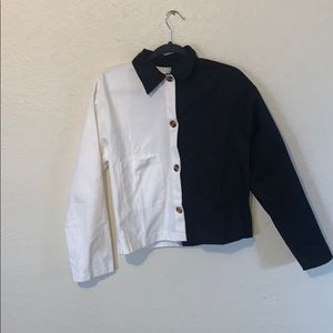 Half Black Half White Button Down